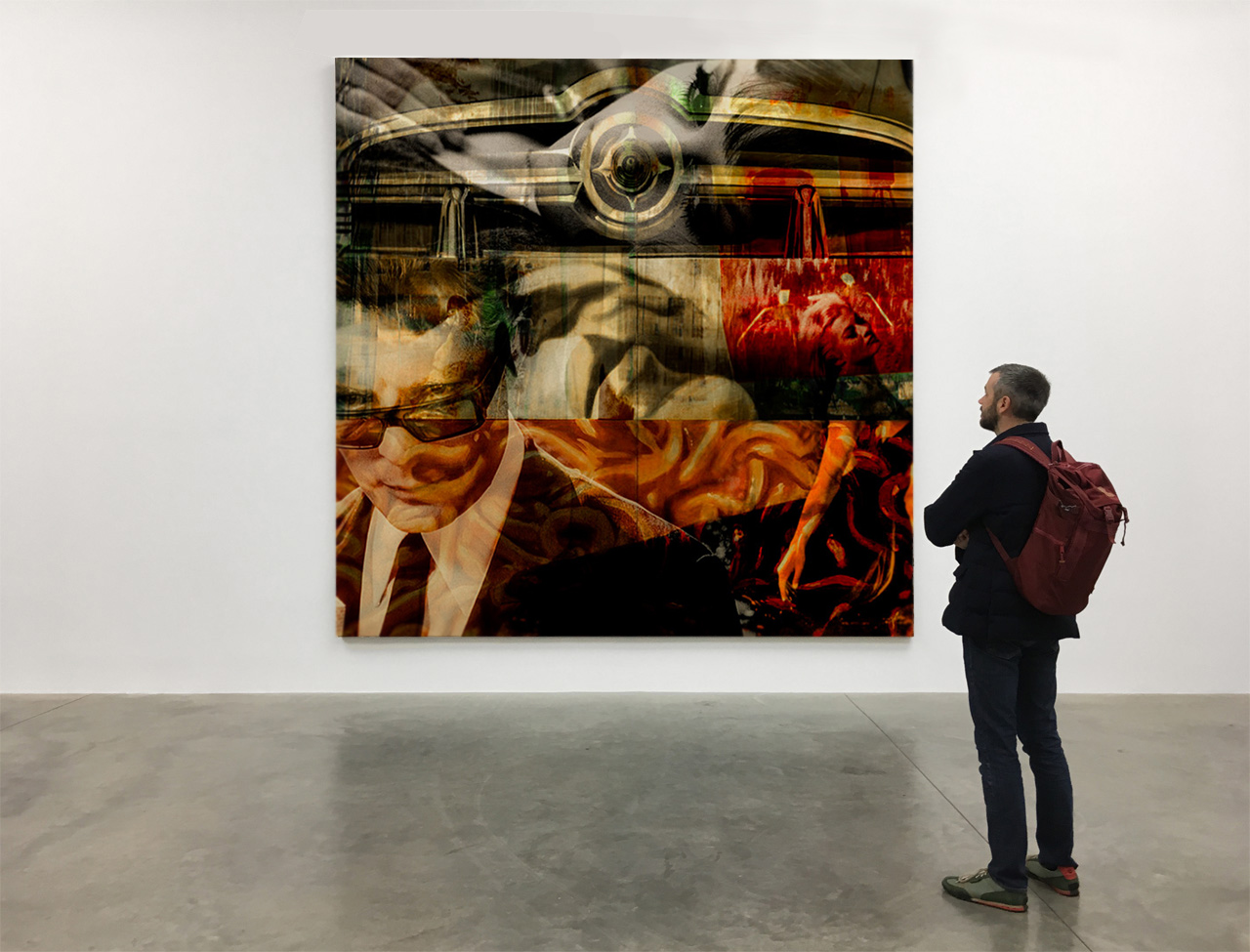 looking at an artwork by T Dellert